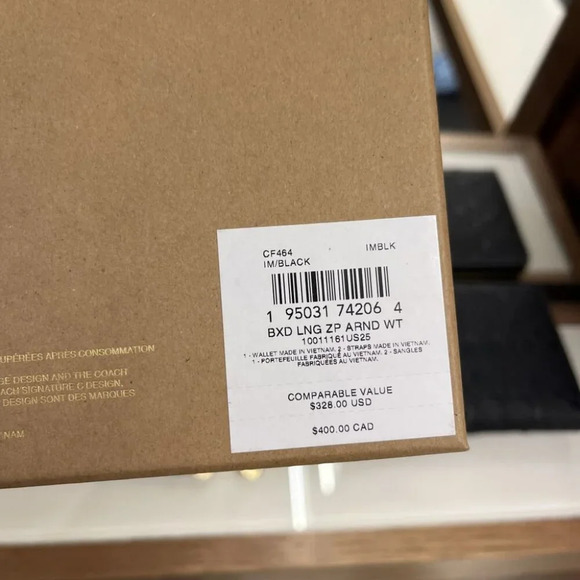 COACH BOXED LONG ZIP AROUND WALLET IN SIGNATURE LEATHER CF464 BLACK - Picture 11 of 11